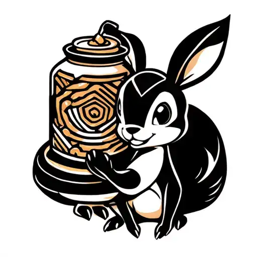 Thumper From Bambi Holding A Ceramic Honey Jar Overflowing