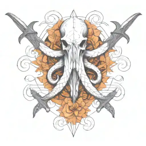 Cow Skull Octopus Head With Knives