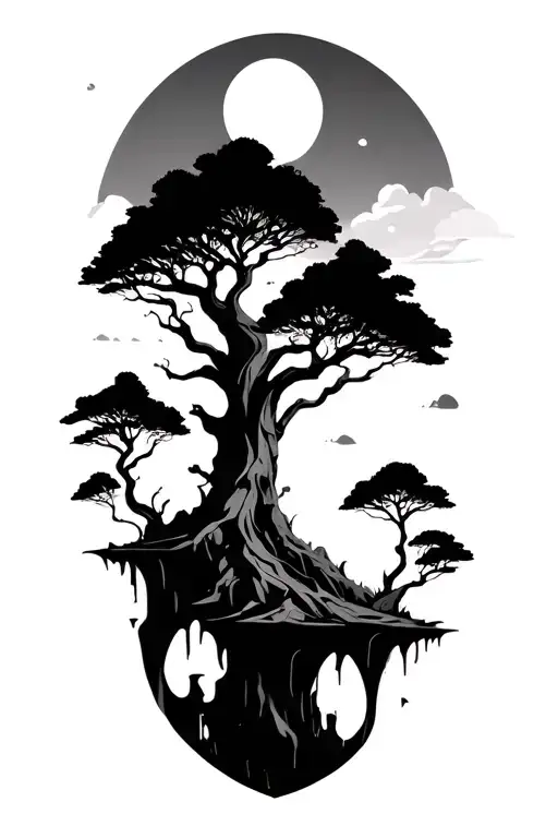 Floating Islands Tree Growing With Beanches