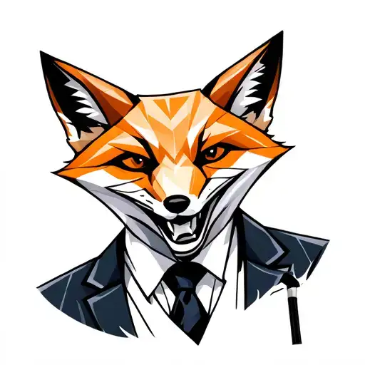 Fox With A Sly Laugh In A Suit And A Cane