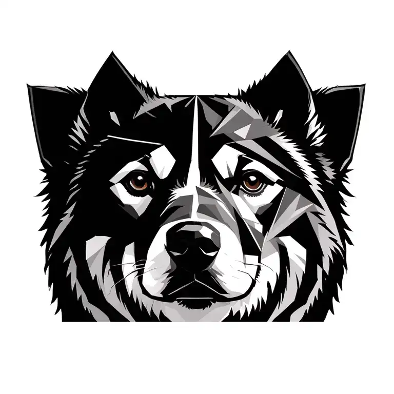 Black And White Geometric Akita Head