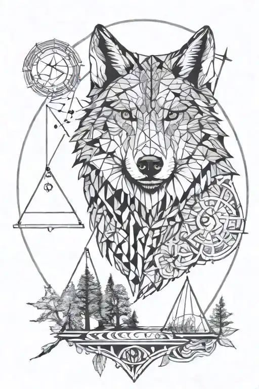 Libra Zodiac Symbol Wolf Forest Bird