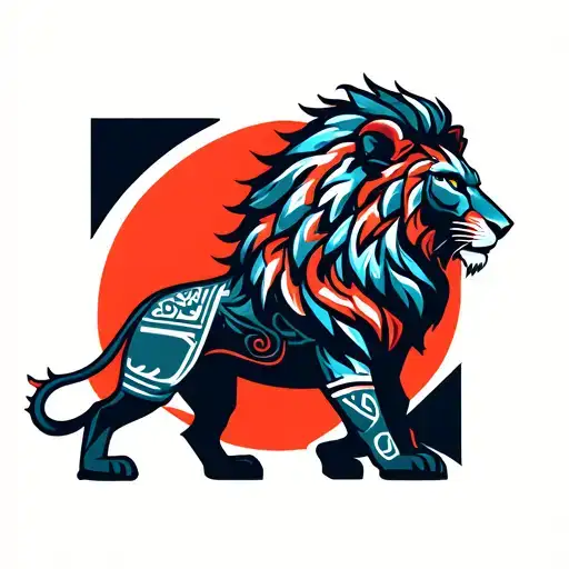 Warrior With Lion Body And Explosive Outline