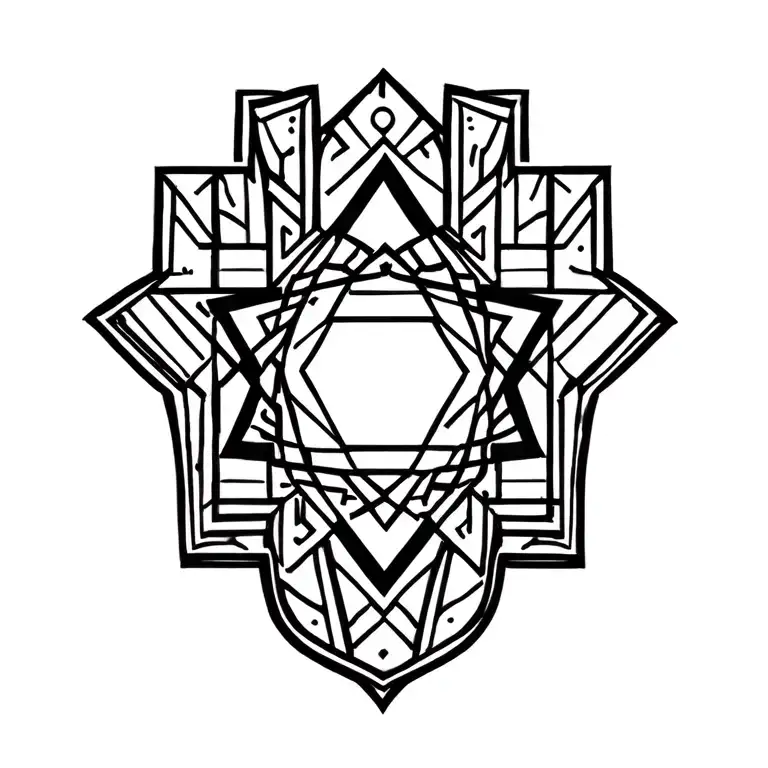 Star Of David With Hamsa Symbol