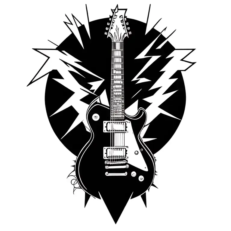 Metallica Logo Tattoo With Lightning And Guitar
