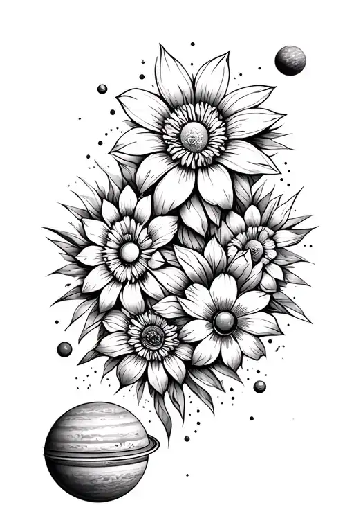 Flowers And Solar System Planets