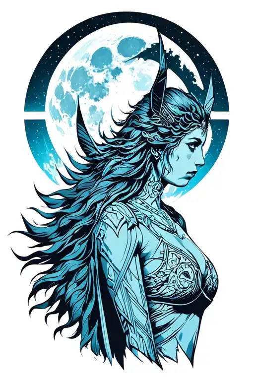 Artemis Full Body Side Profile Shooting A Cresent Moon Bow