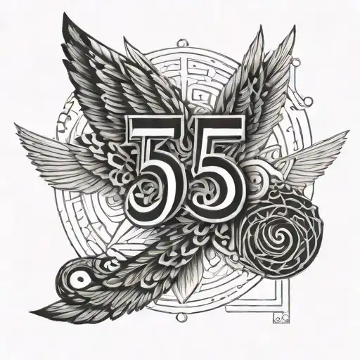 Number 5 With Classic Font With Wings