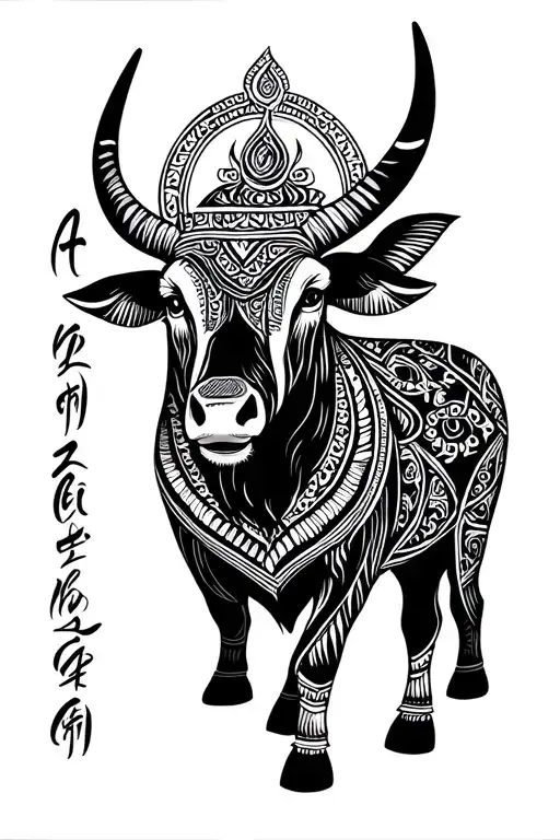 Anta Asti Prambha Written Combined With Nandi Bull And Trisul