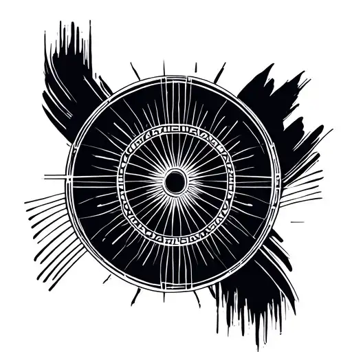 Thick Zen Brush Stroke Circle With Holy Geometry Line Work Details