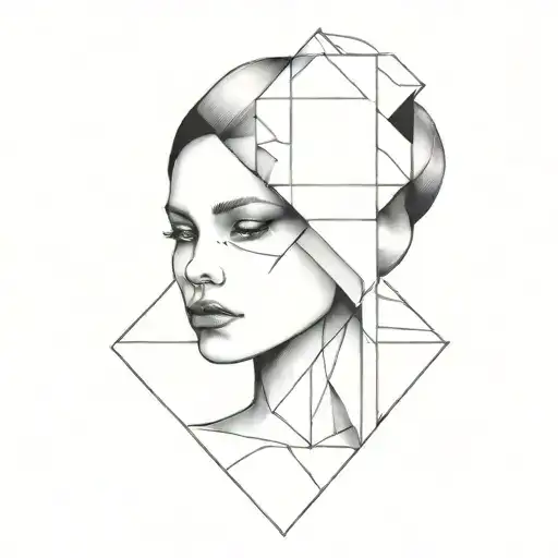 Fine Line Geometric Micro Realism Gypsy Women Binary Negative Space