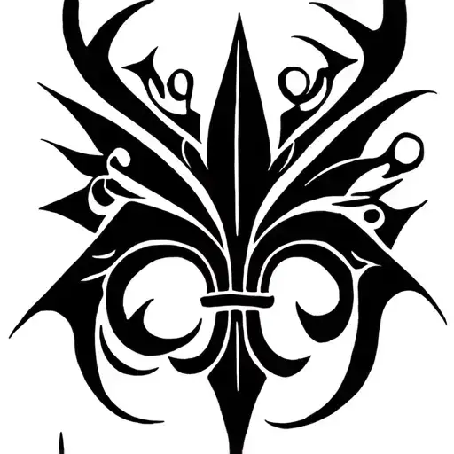Fluer De Lis Surrounded By Tribal Patterns