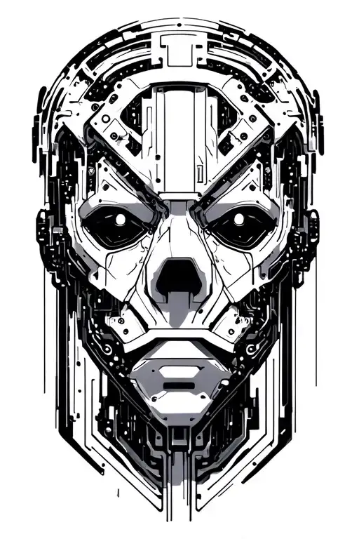 Cybernetic Panel Taken Off Tattoo Graphic Wires Bars Insides Of A Cyborg