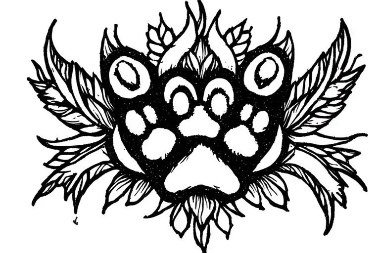 Womb Tattoo Shape With Paw Print Inside