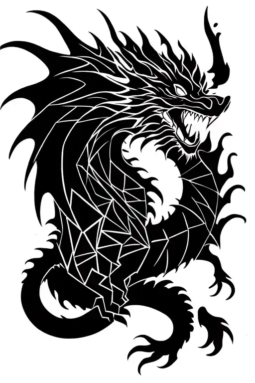 Dragon Drawn In Stars Line