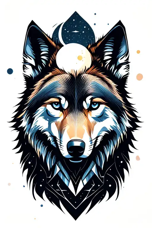 Wolf With Moon