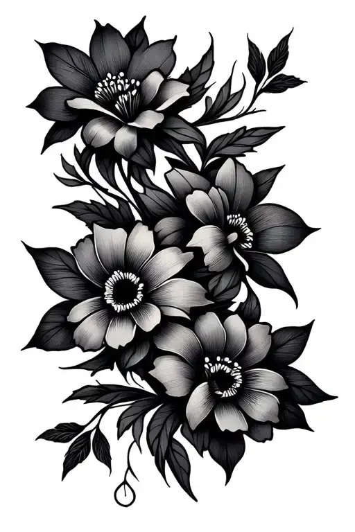 Male Tattoo Of Flowers