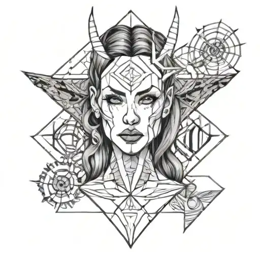The Demonic Face Of A Woman Holding