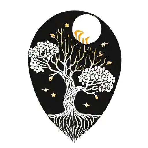 Tree Of Life And Sun And Moon