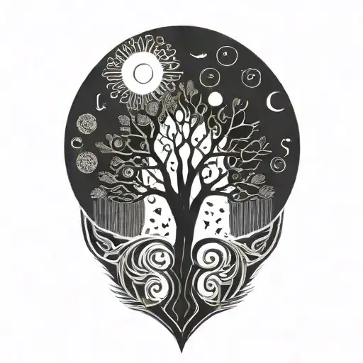 Tree Of Life And Sun And Moon