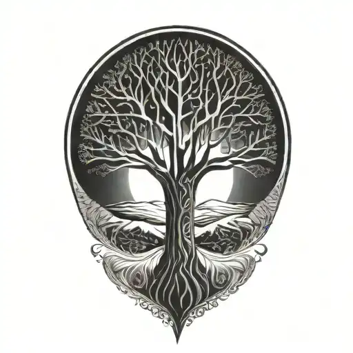 Tree Of Life And Sun And Moon