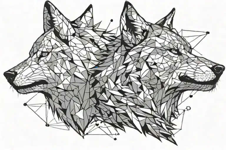 Two Wolf Head Howling Lateral View