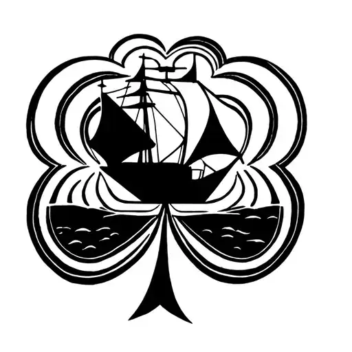 Irish Clover With Ship In The Middle