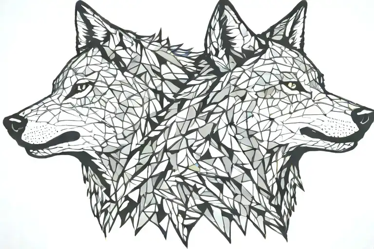 Two Wolf Head Howling Lateral View