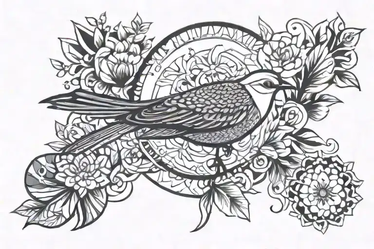 Bird Flower River Sun Rising