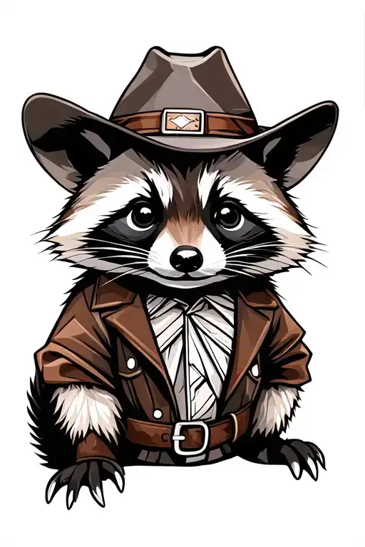 A Baby Racoon Dressed As A Cowboy