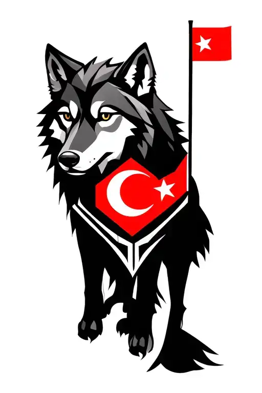 Wolf And Turkish Flag