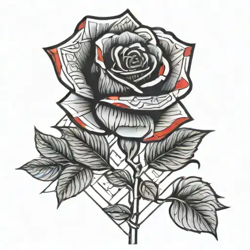 A Puerto Rican Flag Wrapped Around The Stem Of A Red Rose