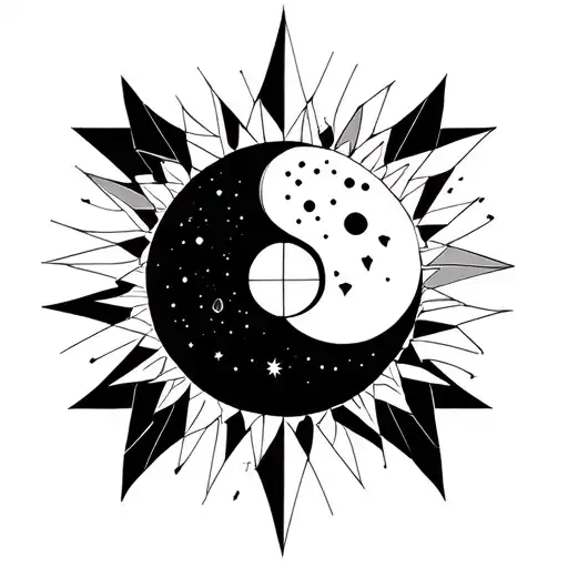 Sun And Moon In The Background