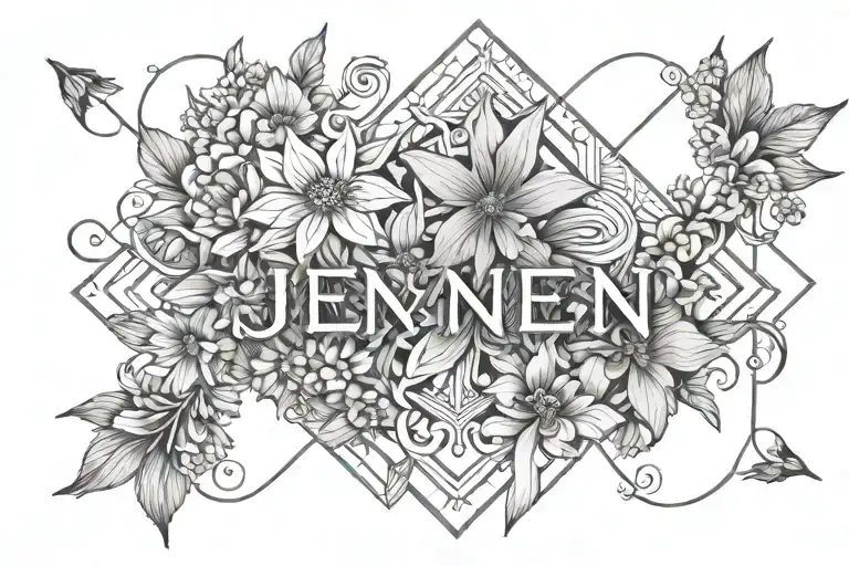 The Word Jen And Flowers Intertwined