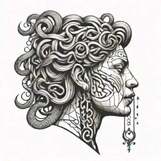 Medusa Face Profile Holding