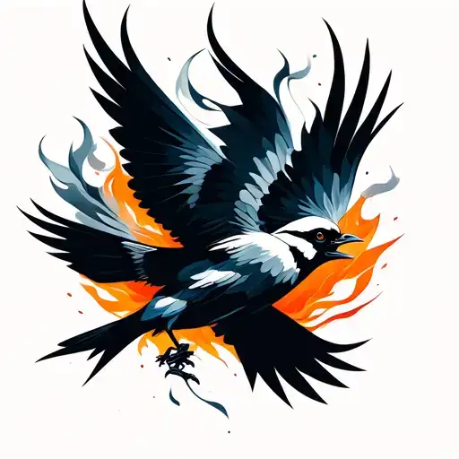 Fire Smoke Shaping Bird Flying Away