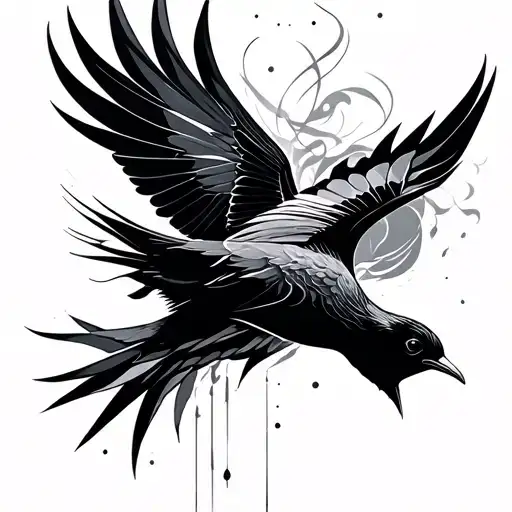 Smoke Shaping Bird Flying Away Black And White