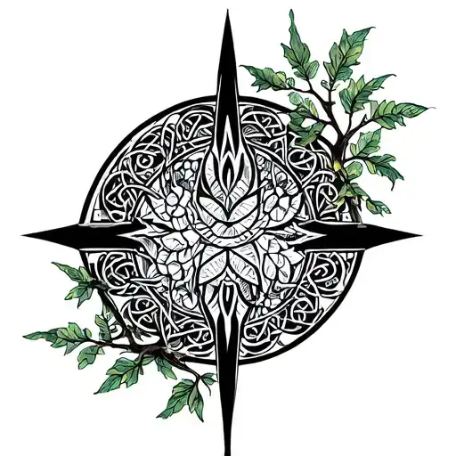 Celtic Rowan Tree Tatto River In Front