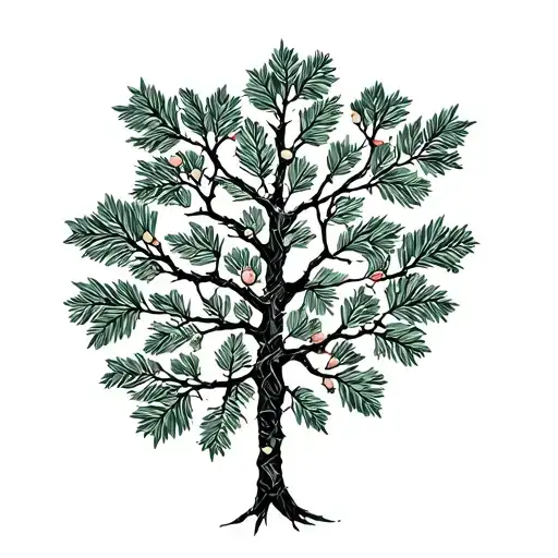 Scottish Rowan Tree Branch With Wilderness Around It