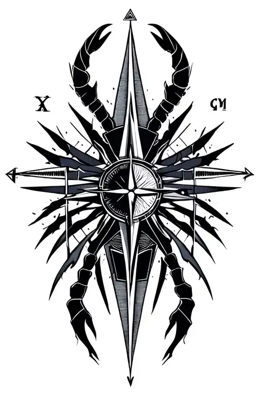 Scorpio Zodiac Sign With Compass And Holy Cross