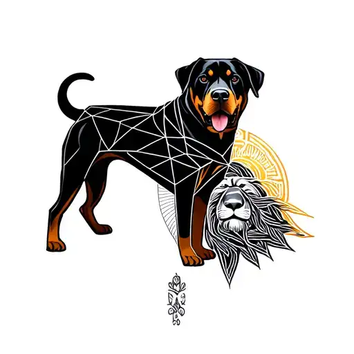 Rottweiler And Lion Head