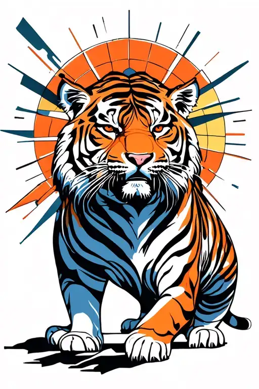 Tiger Fighting The Sun Shining