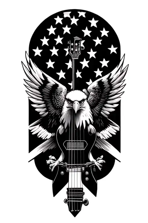 Bald Eagle American Flag Small Guitar