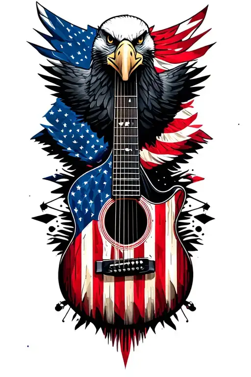 Bald Eagle American Flag Small Guitar