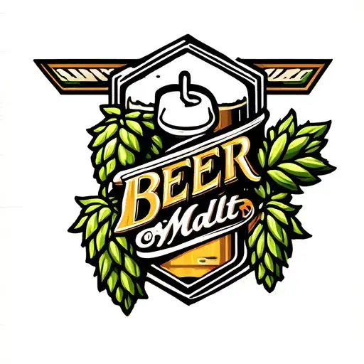 A Beer Badge Incorporated Into The Design Of Hop And Malt