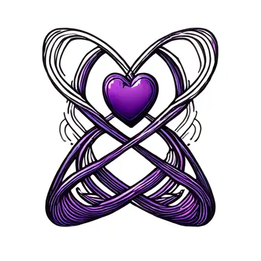 Infinity Symbol With A Purple Heart