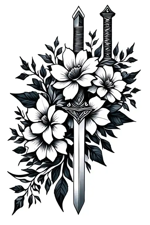 Sword And Flowers Simple