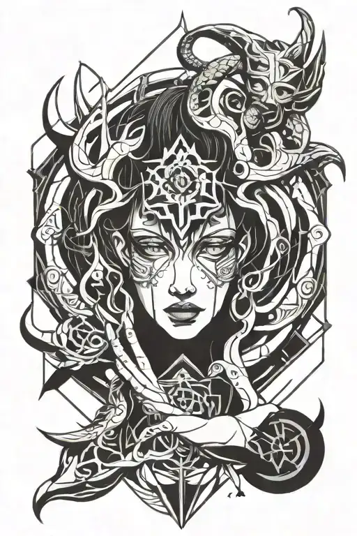 A Shadow Demon Holdong The Hand Of A Dark Haired Girl