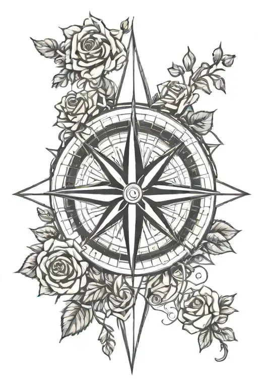 Compass Rose With Rosebush