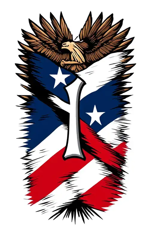 Puerto Rican Flag Cuban Flag New York Yankees Logo A Cross